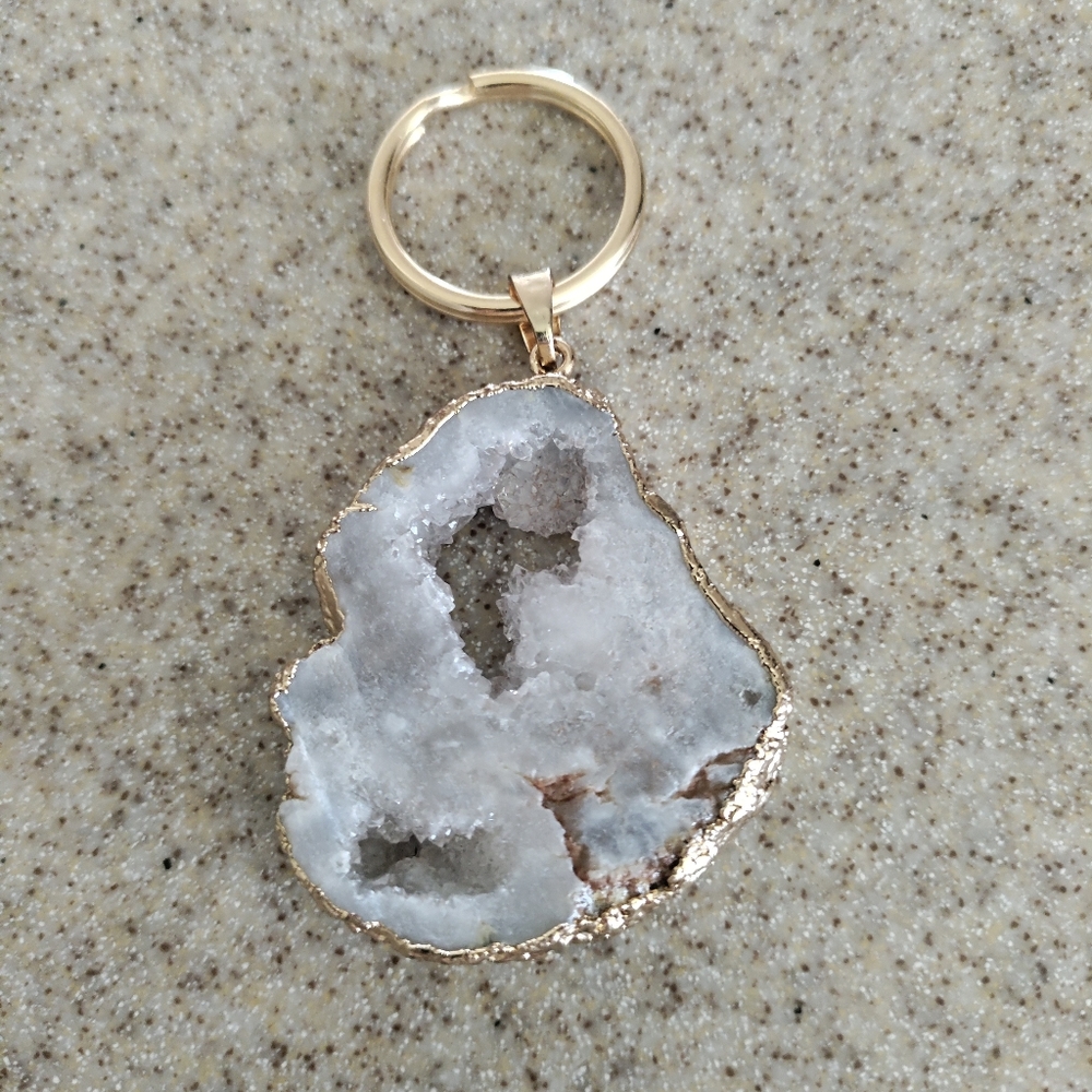 Druzy Quartz Crystal Keychain